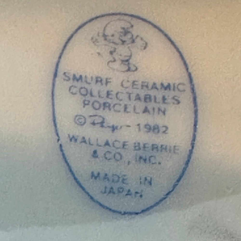 Vintage Smurfs Porcelain Bell 1982 Wallace Berrie Japan *See Pics - Small Chip* - Picture 6 of 7